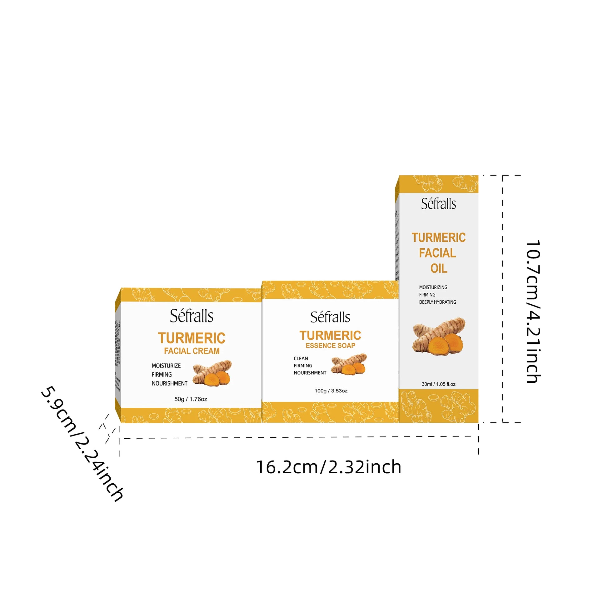 Séfralls Turmeric Skincare SetFirmingLong-lasting moisturisingDeep cleansingSmoothingRepairingFading spotsLocking in moisture