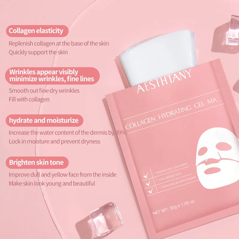 Hydrating Soothing Firming Skincare Treatment Moisturizes Smooths Enhances Elasticity AESTHTANY Collagen Gel Face Mask