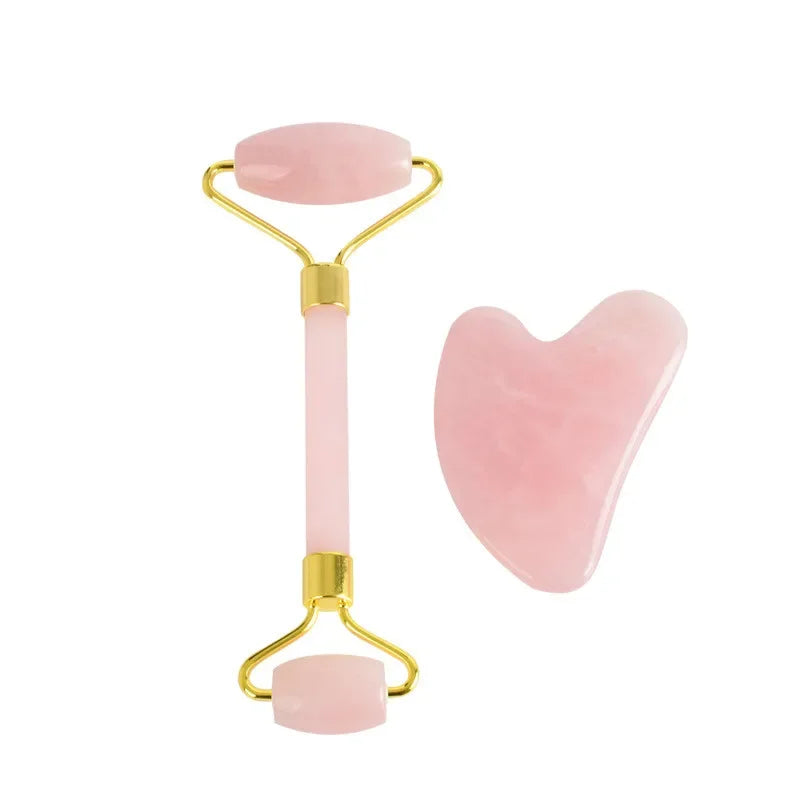 Natural Jade Roller with Gift Box Heart Guasha Scraping Board Slimming Face Lifting Facial Massager  Skin Beauty Care Set