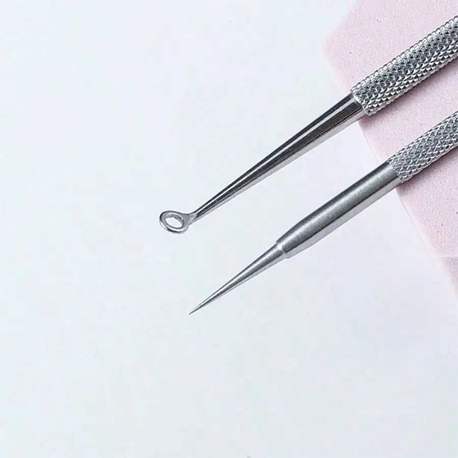 Professional Acne Removal Tool Kit, 2pcs Stainless Steel Acne Needle for Blackhead & Pimple Extractors, Unisex Facial Care Set