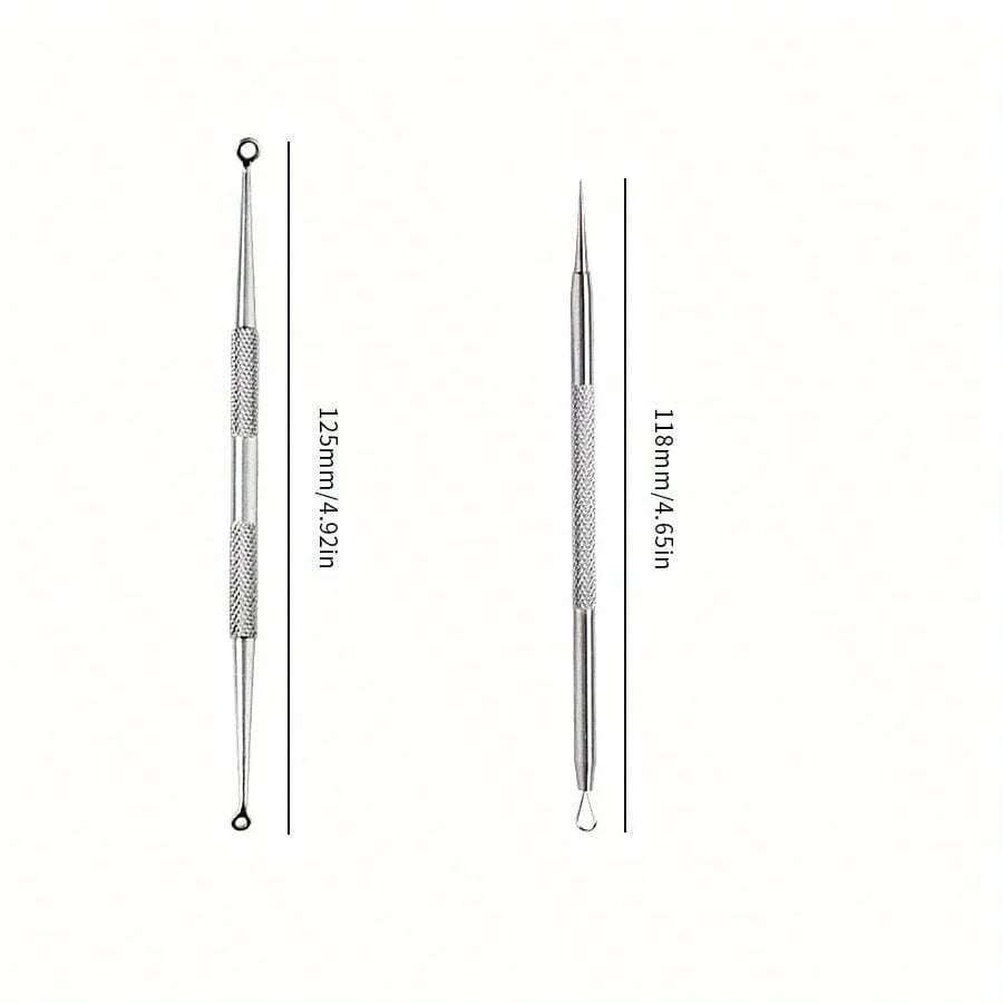 Professional Acne Removal Tool Kit, 2pcs Stainless Steel Acne Needle for Blackhead & Pimple Extractors, Unisex Facial Care Set