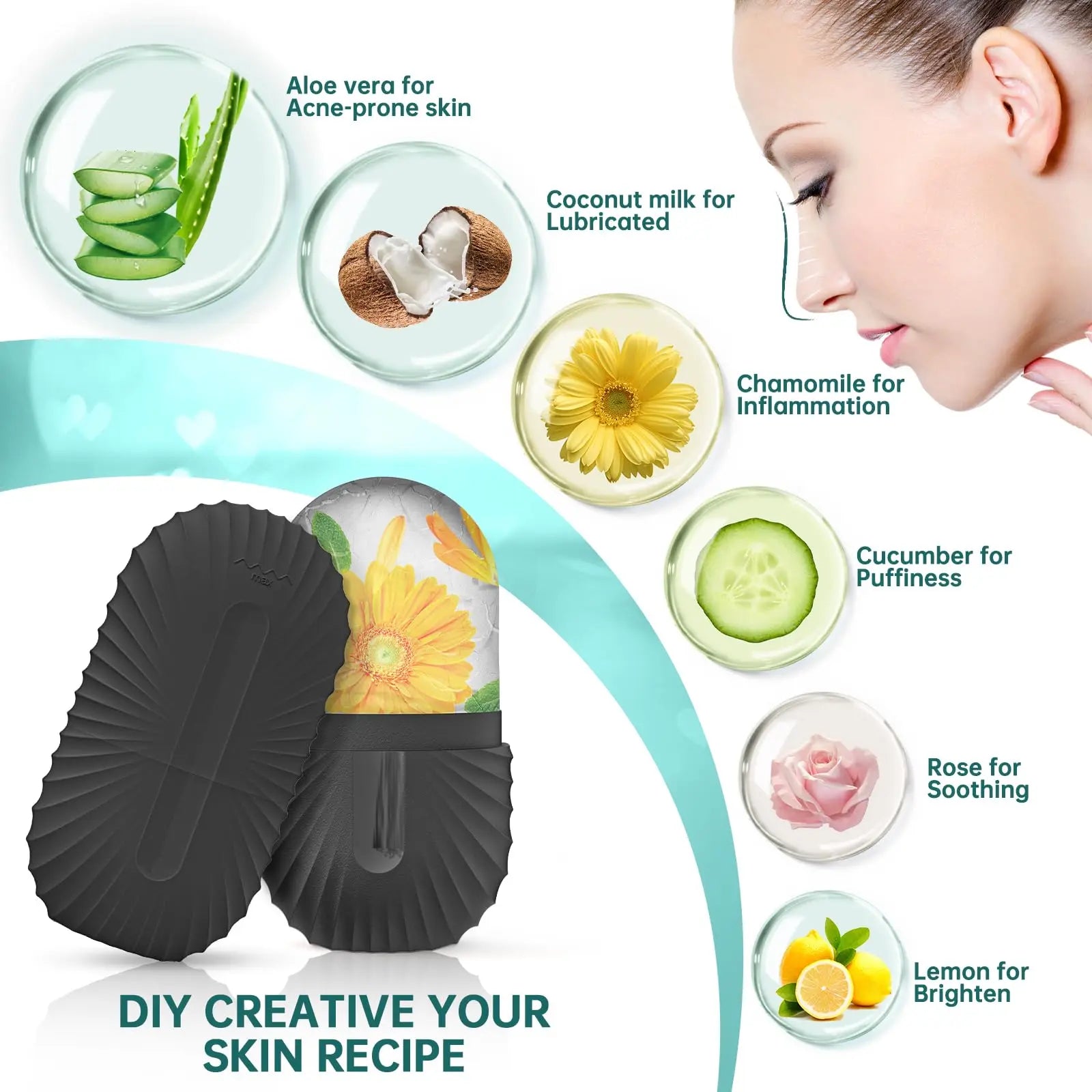 Ice Facial Roller Skin Care Beauty Lifting Contouring Tools Ice Cube Trays Ice Globe Balls Face Massager Skin Care Tool