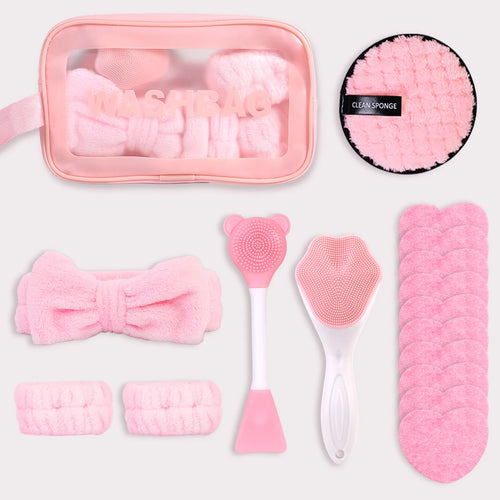 17PCS face cleaning set, with face brush, mud film brush, convenient skin care cleaning set, perfect gift for women