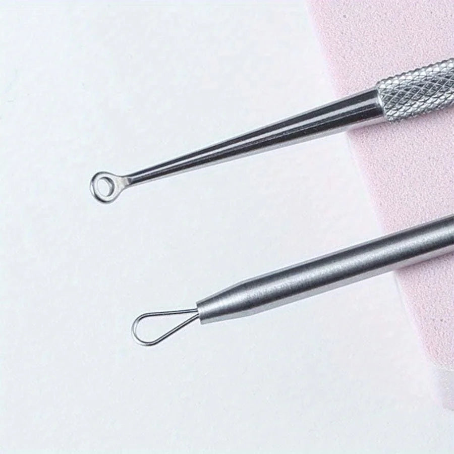 Professional Acne Removal Tool Kit, 2pcs Stainless Steel Acne Needle for Blackhead & Pimple Extractors, Unisex Facial Care Set